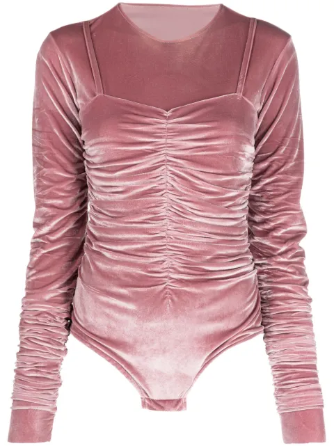 Ioana Ciolacu velvet-effect gathered-detail body Pink IC24BD01PNK