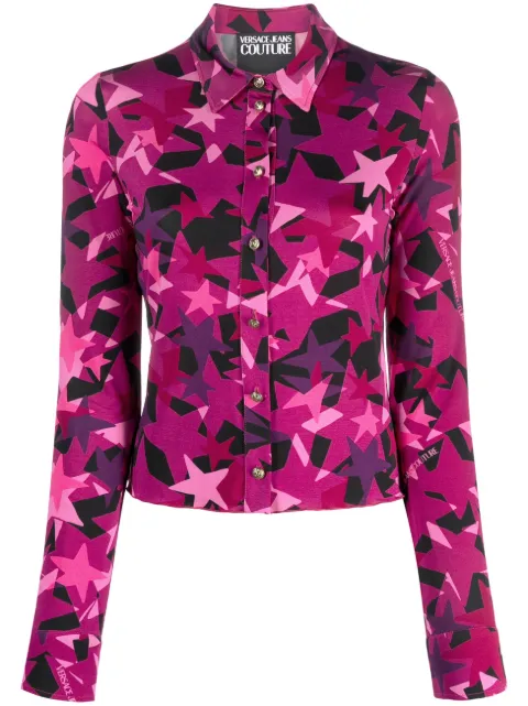 Versace Jeans Couture star-print stretch shirt Pink 75HAL213JS213