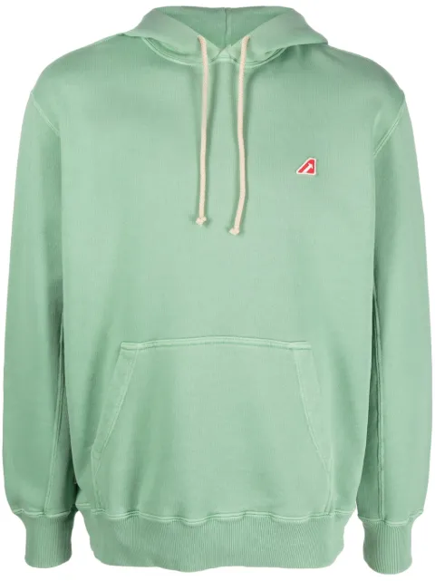 Autry logo-patch cotton hoodie Green HOEM418T