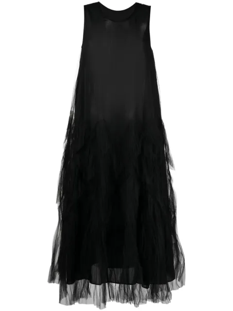 JNBY tulle-overlay midi dress Black 5N7G24570