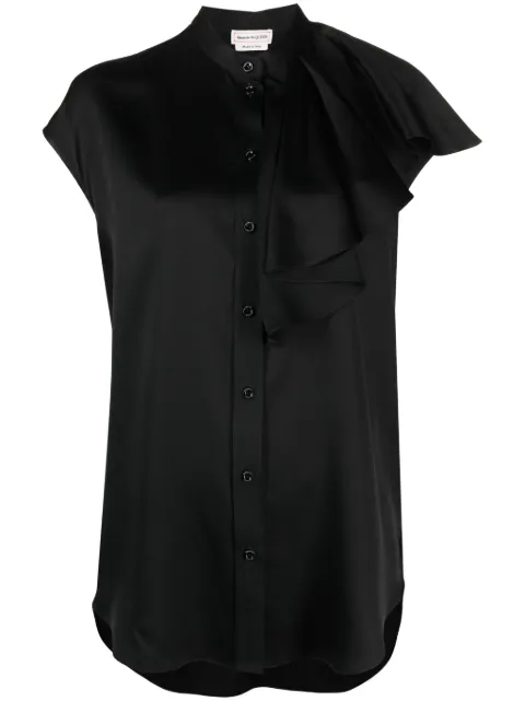 Alexander McQueen sleeveless ruffled blouse Black 754616QBAAE