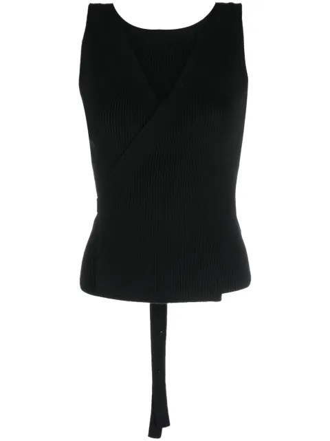 Patou ribbed-knit wrap top Black KN1538040999B