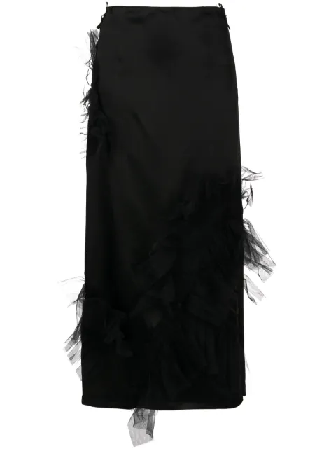 JNBY tulle ruffled straight skirt Black 5N7D14900