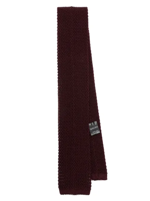FURSAC square-tip knitted silk tie Red FHACR00005
