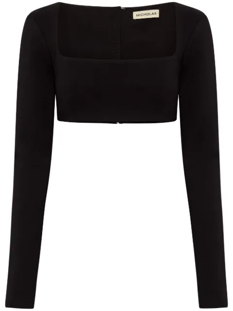 Nicholas Garima cropped long-sleeve top Black P23T1681F