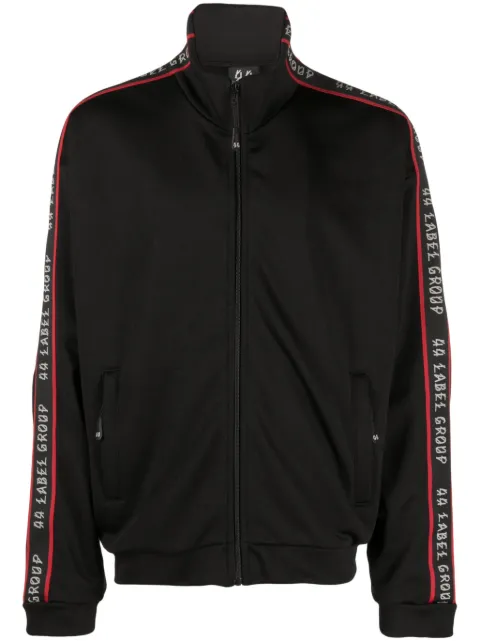 44 LABEL GROUP logo-tape high-neck bomber jacket Black B0030383FA324P314