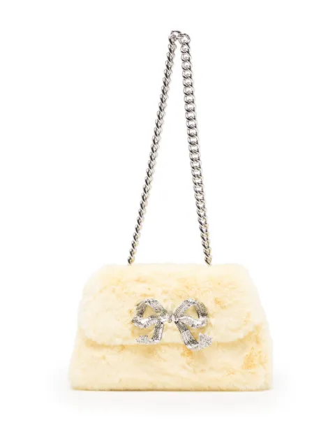 Self-Portrait Fluffy Bow shoulder bag Yellow AW23300Y