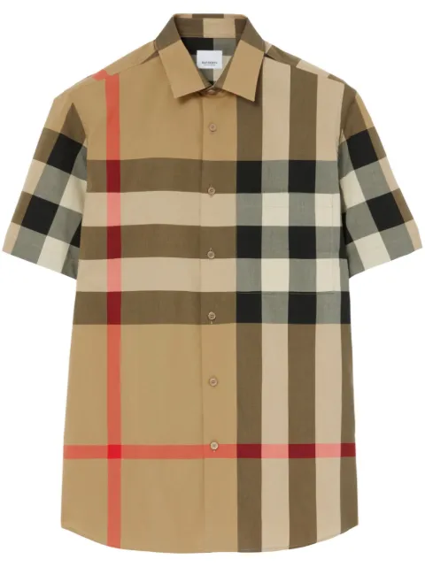 Burberry slim fit Check cotton shirt Neutrals 8079591