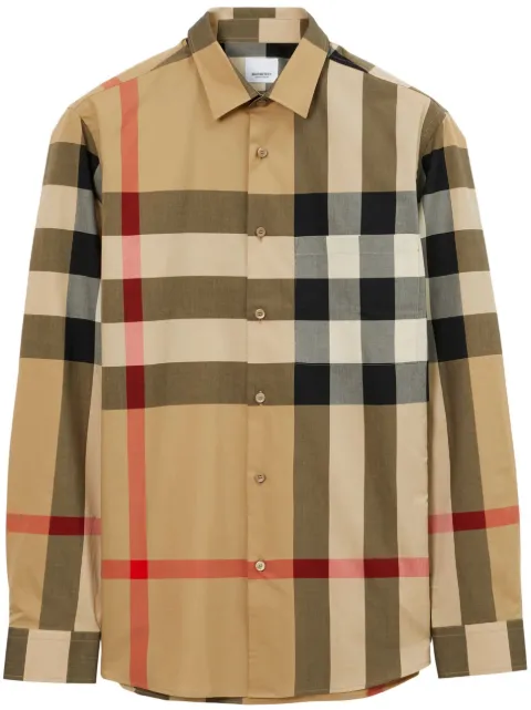 Burberry slim fit Check cotton shirt Neutrals 8071445