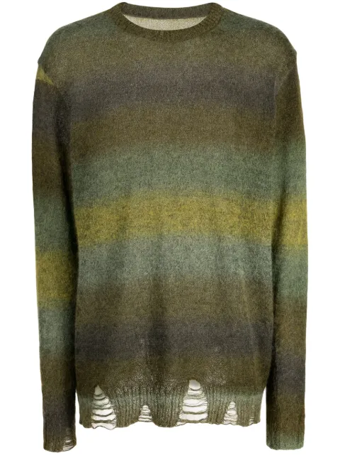 Song For The Mute striped crew-neck jumper Green 232UKT009