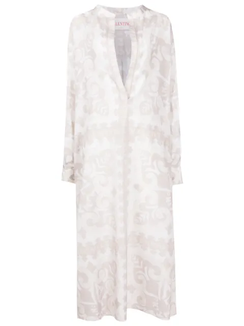 Valentino Garavani geometric-print silk-cotton dress Neutrals BVA2T57SS