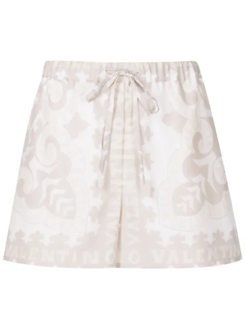 Valentino Garavani geometric-print drawstring shorts Neutrals BRF13T7SS