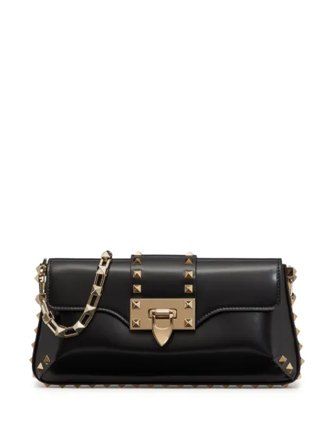 Valentino Garavani Rockstud brushed-leather shoulder bag Black WB0M76QRP