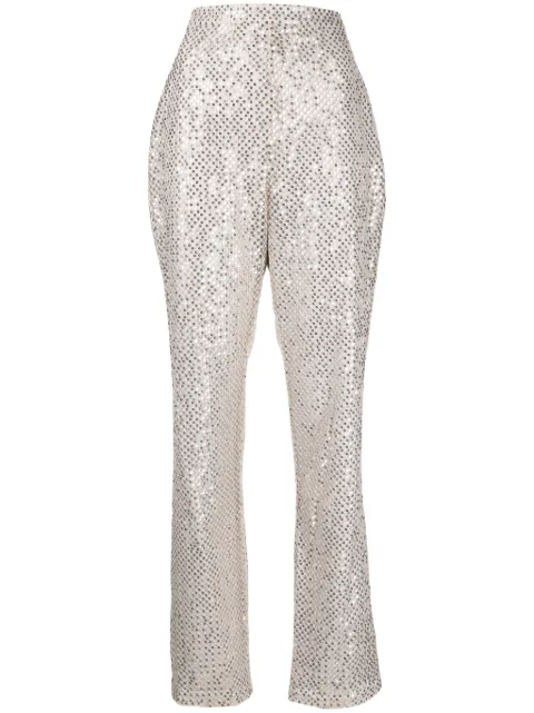 Saiid Kobeisy sequin-embellished straight-leg trousers Silver RTWSS23PT34