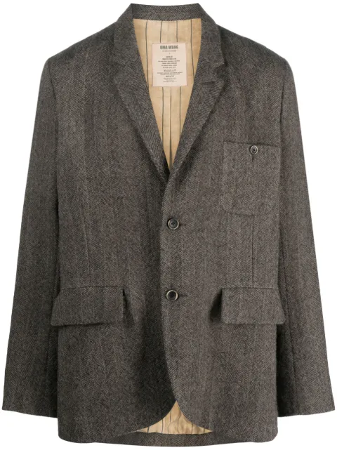 Uma Wang herringbone-pattern single-breasted blazer Neutrals UM6517