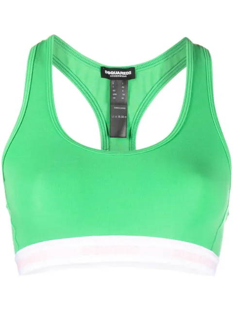 DSQUARED2 logo-underband racerback sports bra Green D8RG24400ISA01