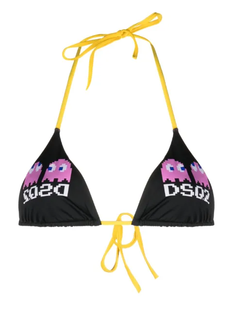 DSQUARED2 x Pac-Man triangle bikini top Black D6BX64730ISA01