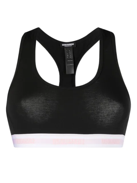 DSQUARED2 logo-waistband sports bra Black D8RG24400ISA01
