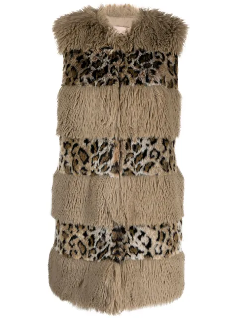 TWINSET animal-print faux-fur gilet Neutrals 232TP2291