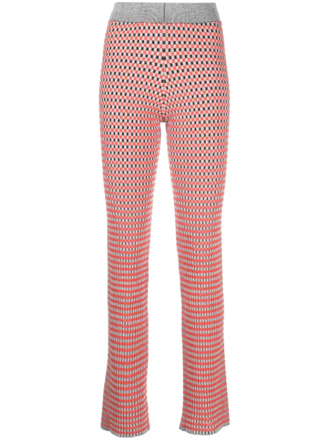 Rabanne check-pattern ribbed-knit trousers Orange 23AMPA292ML0234