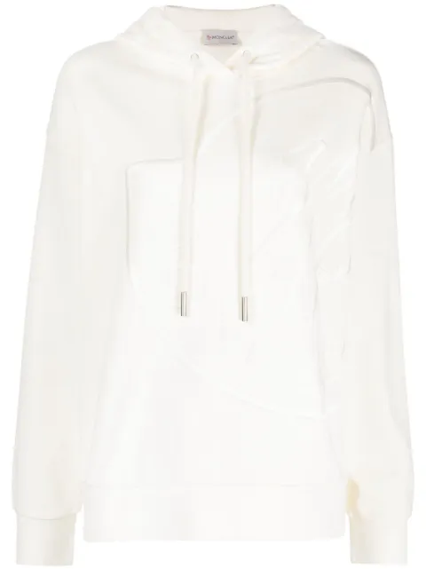 Moncler logo-embroidered cotton hoodie White I20938G00018899TR