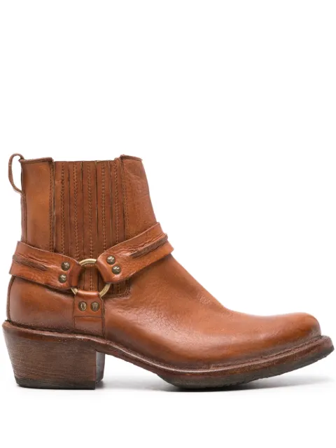 Moma chain-link detailing calf leather boots Brown 77302CCU