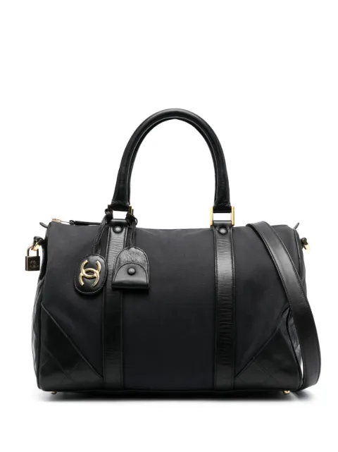 CHANEL Pre-Owned 1989-1991 logo charm two-way bag Black CHA5800VH