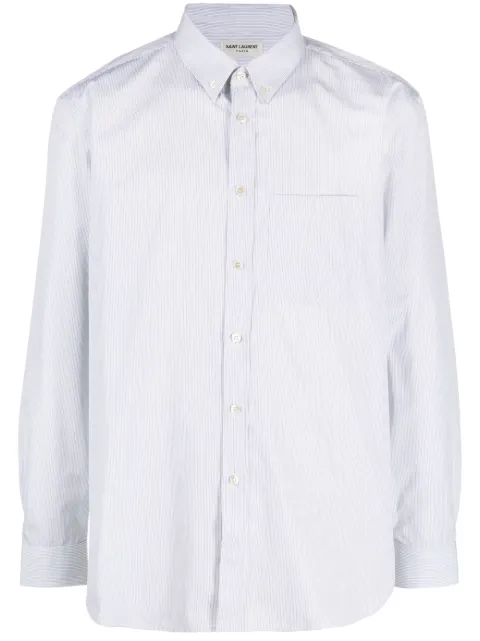 Saint Laurent striped long-sleeve cotton shirt White 712700Y1H49