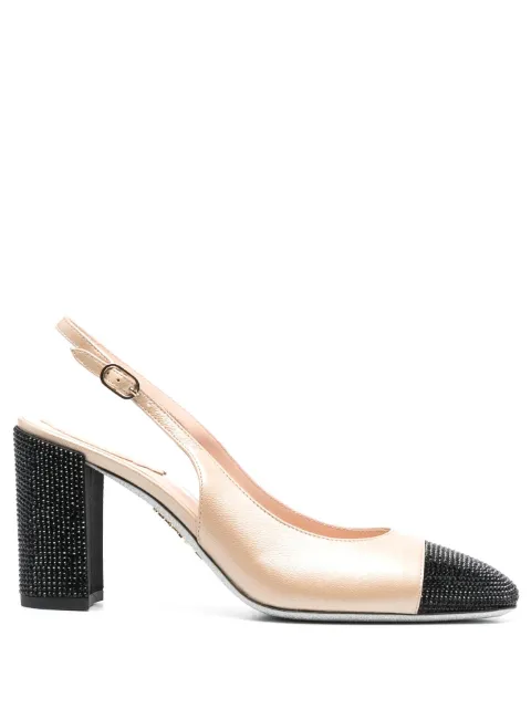 René Caovilla 80mm two-tone rhinestone-embellished pumps Neutrals C11828080NA01Y125