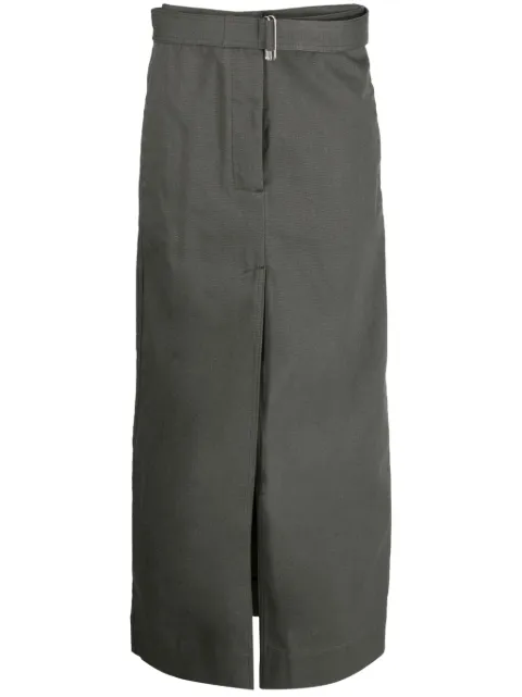 SA SU PHI belted cotton straight skirt Green W23204GC