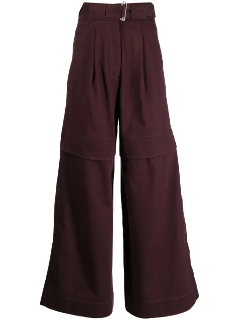 SA SU PHI layered-effect wide-leg trousers Red W23304GC