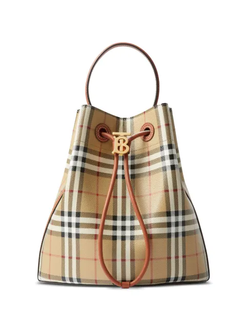 Burberry small TB Vintage Check bucket bag Brown 8073948