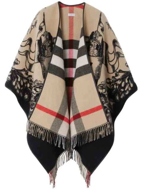 Burberry Gallant Knight wool cape Neutrals 8074875