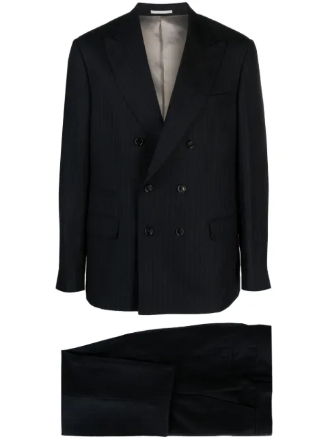 Brunello Cucinelli chalk-stripe double-breasted suit Blue MN4887BPHC004