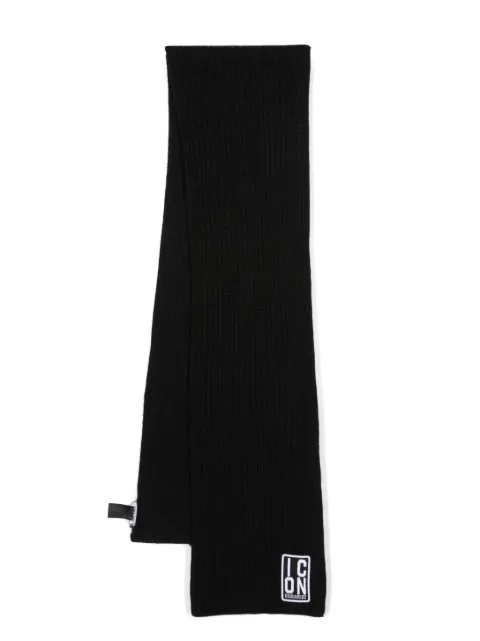 DSQUARED2 logo-patch knitted scarf Black KNM012605M06772