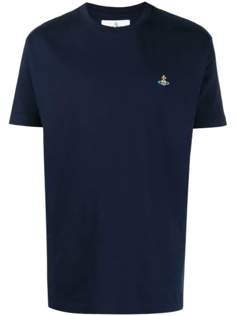 Vivienne Westwood Orb-embroidered cotton T-shirt Blue 3G010013J001MGO