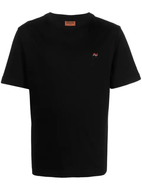 Missoni logo-embroidered cotton T-shirt Black US23WL0KBJ00IE