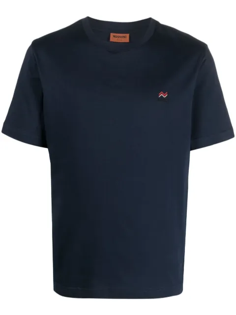 Missoni crew neck t-shirt in cotton with embroidery and logo Blue US23WL0KBJ00IE