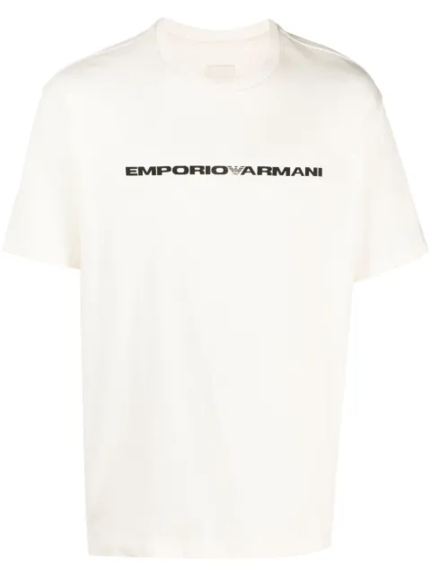 Emporio Armani logo-print cotton T-shirt Neutrals 8N1TE61JUFZ