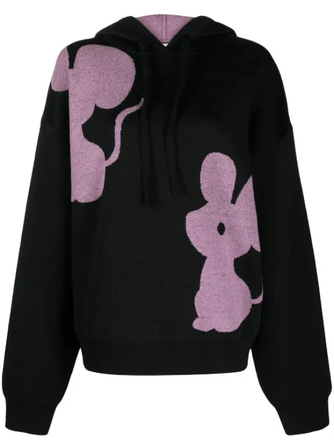 JW Anderson Mouse intarsia-knit hoodie Black KW1020YN0269733