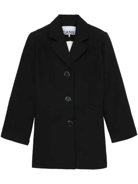 GANNI single-breasted shoulder-pads blazer Black F8081099