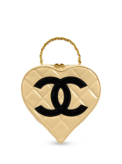 CHANEL Pre-Owned 1995 CC patch heart vanity handbag Yellow 3345065