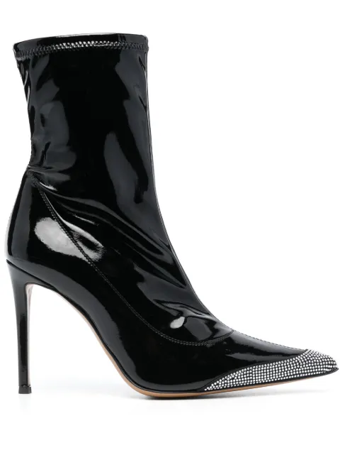 Alexandre Vauthier 105mm crystal-embellished patent-leather boots Black AVI3701