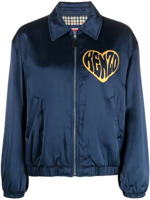 Kenzo heart-patch satin jacket Blue FD62BL1769FM