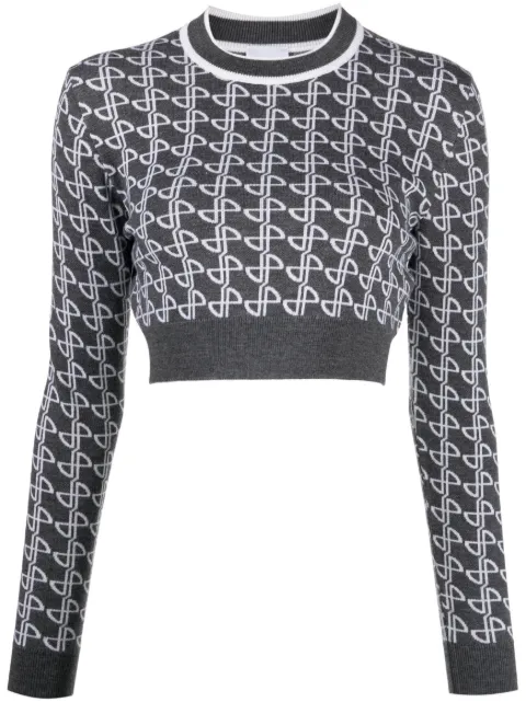 Patou jacquard merino cropped jumper Grey KN0998040962A