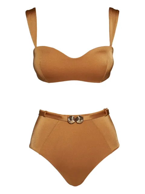 Noire Swimwear Seashell bandeau bikini Brown NSW398
