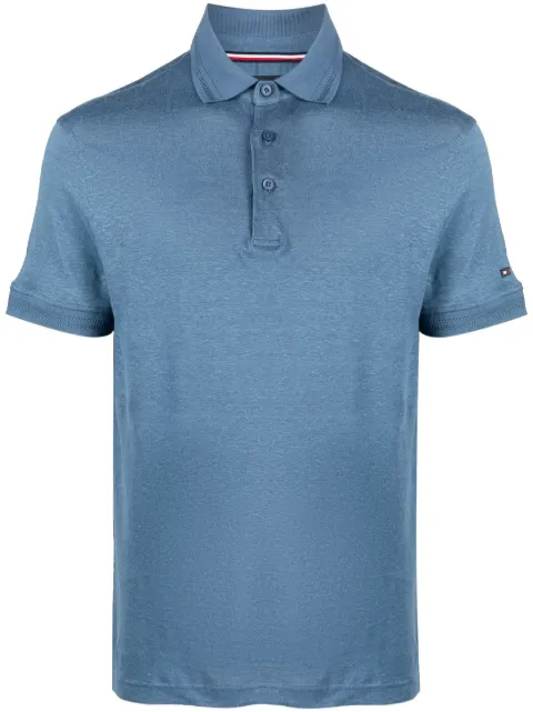 Tommy Hilfiger logo-plaque slub polo shirt Blue MW0MW30800