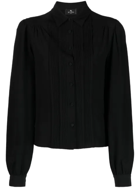 ETRO ribbed-detail silk blouse Black 117268001
