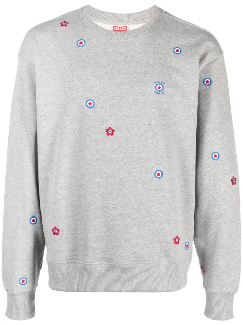Kenzo floral-embroidered cotton sweatshirt Grey FD65SW0634MF