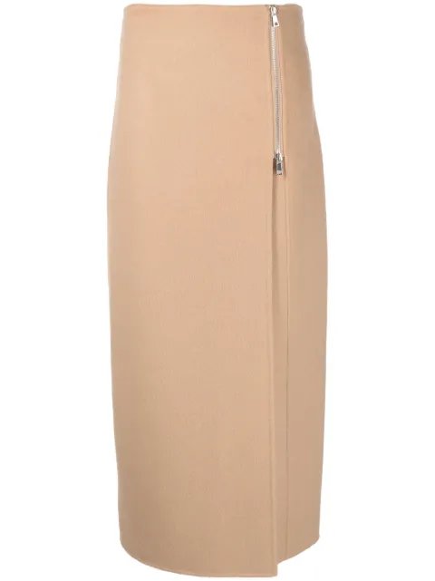 P.A.R.O.S.H. zip-up straight wool skirt Neutrals D620662LEAK23